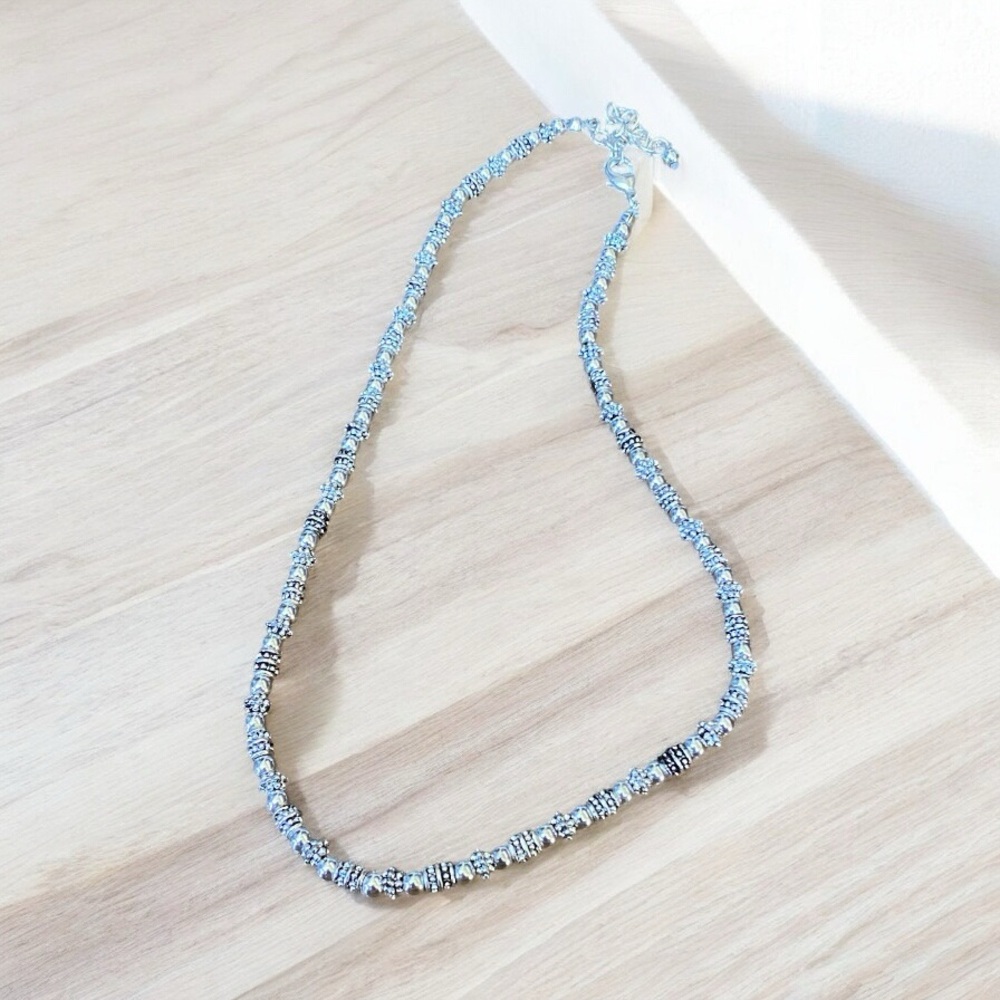 Elegant Silver Beaded Necklace